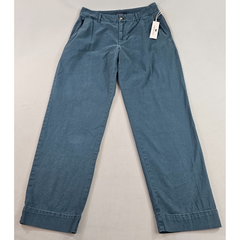 Vineyard Vines pants womens sz 8 W 28 L 28 blue slash pocket zip stretch